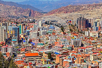 Nuestra Senora de La Paz rapidly growing colorful city suburbs w Stock Photo