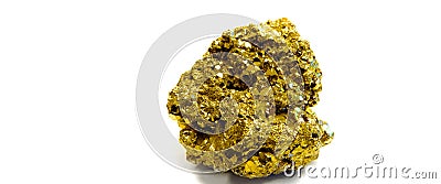 Nugget of Fools Gold or Iron Pyrite on White Background Symbol of Empty Promises Stock Photo