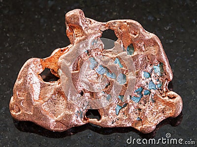 nugget of Native copper stone on dark background Stock Photo