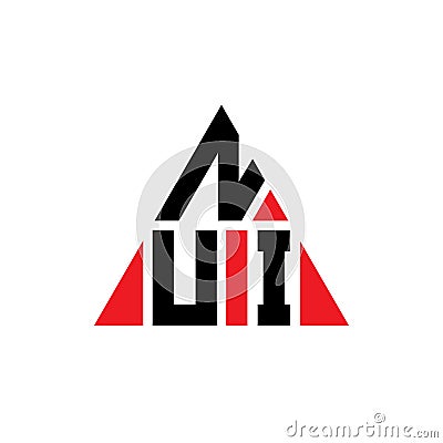 NUI triangle letter logo design with triangle shape. NUI triangle logo design monogram. NUI triangle vector logo template with red Vector Illustration