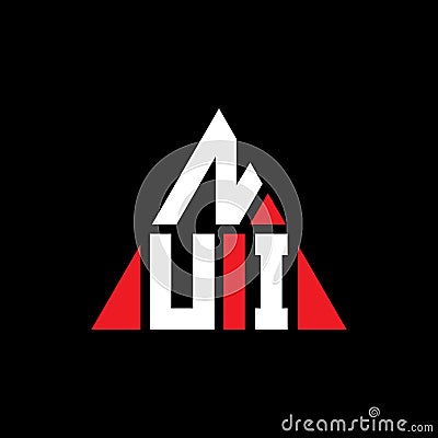 NUI triangle letter logo design with triangle shape. NUI triangle logo design monogram. NUI triangle vector logo template with red Vector Illustration