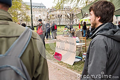 'Nuit Debout' or 'Standing night' in PLace de la Republique Editorial Stock Photo