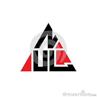 NUL triangle letter logo design with triangle shape. NUL triangle logo design monogram. NUL triangle vector logo template with red Vector Illustration