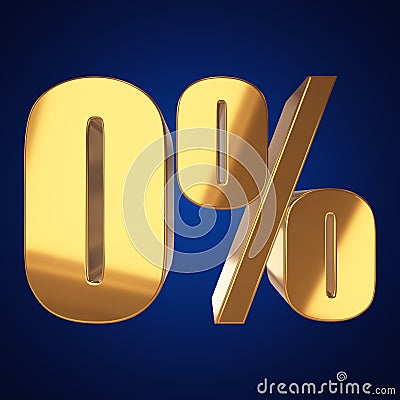 Null percent on blue background Cartoon Illustration