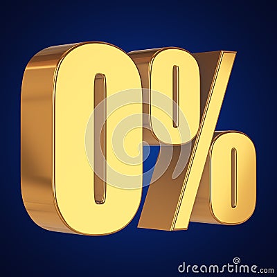 Null percent on blue background Cartoon Illustration