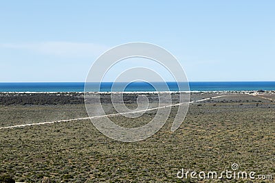 The Nullarbor Plain is part of the area of flat, almost treeless, semi-arid country of southern Australia, Stock Photo