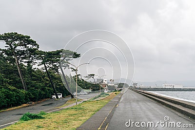 Numazu Port Senbonhama Beach and Senbon Pine Grove in Shizuoka, Japan Stock Photo