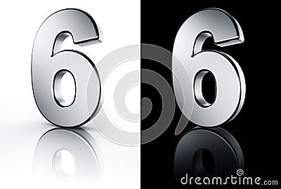 The number 6 on white and black floor Stock Photo