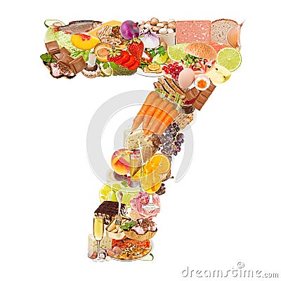 Number 7 made of food Stock Photo