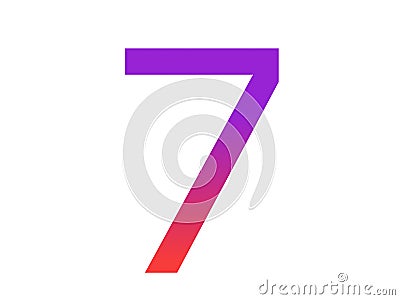 number 7 of the alphabet made with color gradient from purple to red Stock Photo