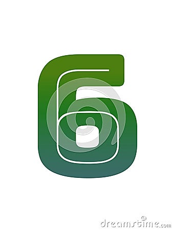 number 6 of the alphabet made with green gradient Stock Photo