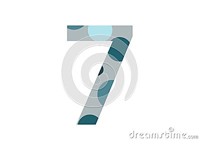 number 7 of the alphabet made with several blue dots and a gray background Stock Photo