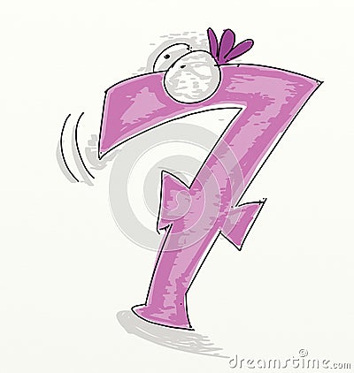Number 7 animated numbers icons funny buttons Stock Photo