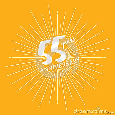 Number 55 on the background of fireworks. Congratulations on the 55 years anniversary. Editable vector illustration Vector Illustration