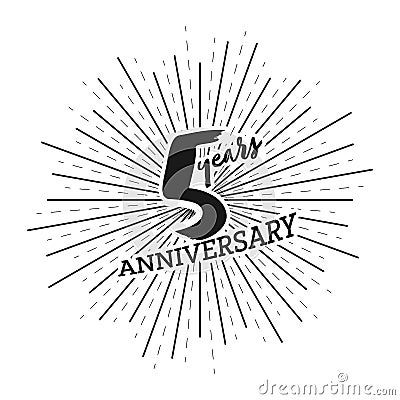 Number 5 on the background of fireworks. Congratulations on the 5 years anniversary. Editable vector illustration Vector Illustration