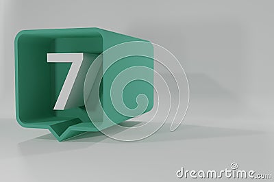 7 number balloon icon. Speech balloon 3d. Number Seven. 3D illustration. Stock Photo