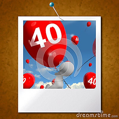 Number 40 Balloons Photo Shows Fortieth Happy Birthday Celebration Stock Photo