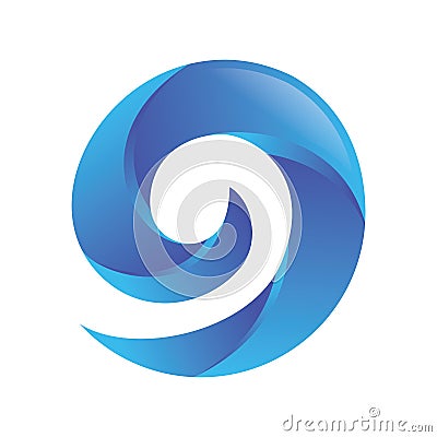 Number 9 Blue Wave Logo Vector Illustration