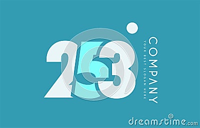 number 253 blue white cyan logo icon design Vector Illustration