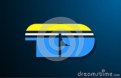 19 number blue yellow white logo for company icon design Vector Illustration