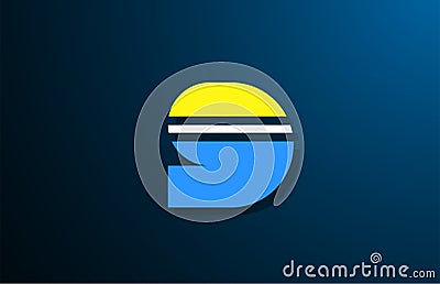 9 number blue yellow white logo for company icon design Vector Illustration
