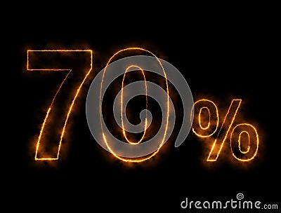 70% number Burning wire, Lightning effect Stock Photo