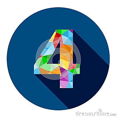 Number 4 button with colorful polygon pattern Stock Photo