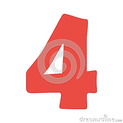 Number 4, cartoon four number vector Vector Illustration