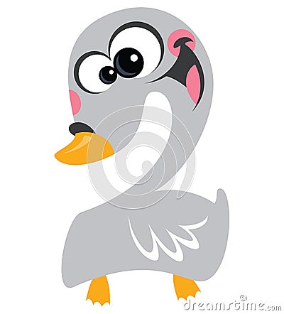 Number 2 cartoon smiley face swan Vector Illustration