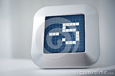 The Number -5 On A Digital Calendar, Thermostat Or Timer Stock Photo