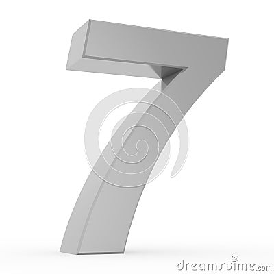 Number 7 chrome gray collection on white background illustration 3D rendering Cartoon Illustration