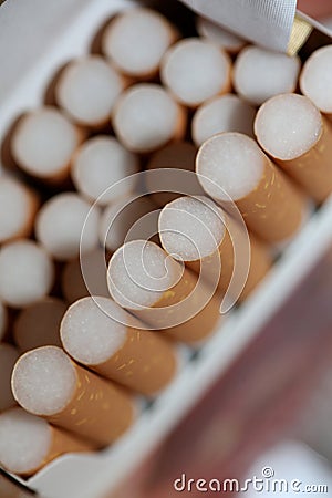 Number of cigarettes isolated tobacco danger close up quit smoking cessation cigaret bad habit nicotine junkie big size high Stock Photo