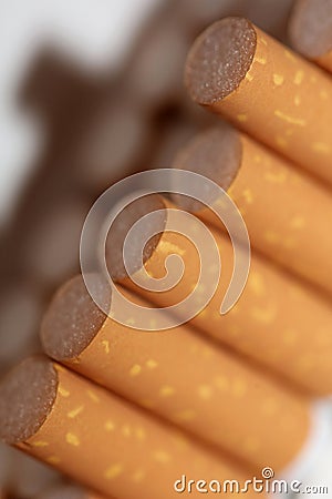 Number of cigarettes isolated tobacco danger close up quit smoking cessation cigaret bad habit nicotine junkie big size high Stock Photo