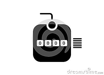 Number clicker. Hand counter. Simple illustration in black and white. Vector Illustration