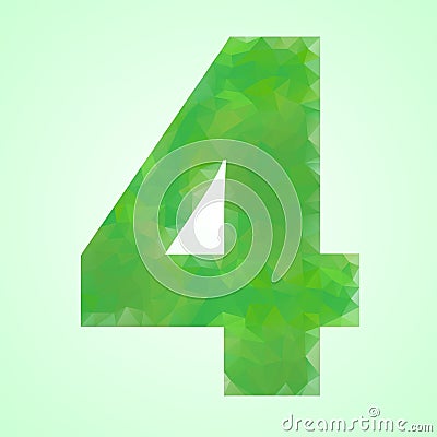 Number 4 Color Green Crystal Vector Illustration