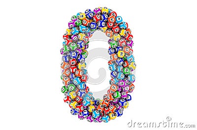 Number 0, from colored lottery balls, 3D rendering Stock Photo