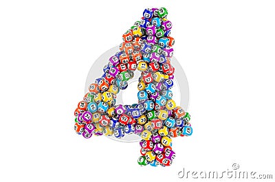 Number 4, from colored lottery balls, 3D rendering Stock Photo