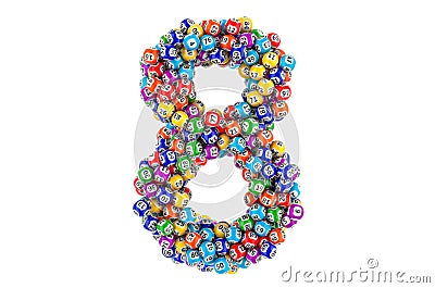 Number 8, from colored lottery balls, 3D rendering Stock Photo