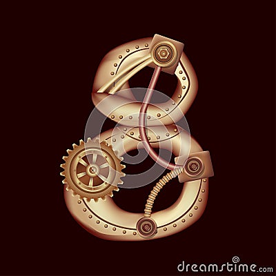 Number 8 from the complete set of characters of the font. Mathematical symbol Vector Illustration