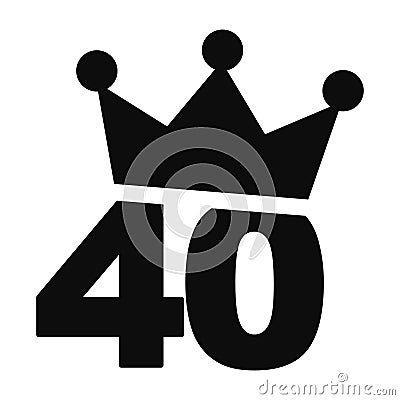 Number 40 with a crown on the top vector Vector Illustration