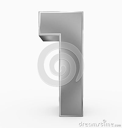 Number 1 3d cubic silver isolated on white Stock Photo