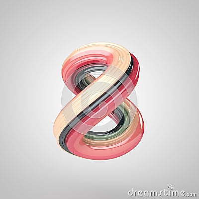 Number 8, 3D rendering colorful and reflective glass Stock Photo