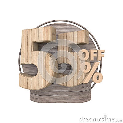 Number 55 3D Rendering Wood Material Stock Photo