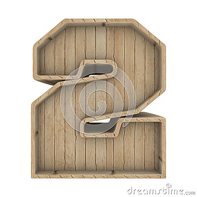 Number 2 3D Rendering Wood Material Stock Photo