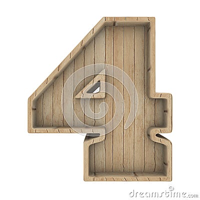 Number 4 3D Rendering Wood Material Stock Photo