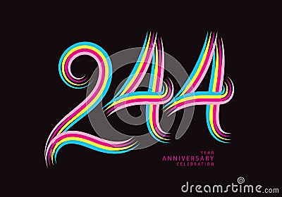 244 number design vector, graphic t shirt, 244 years anniversary celebration logotype colorful line, 244th birthday logo, Banner Vector Illustration