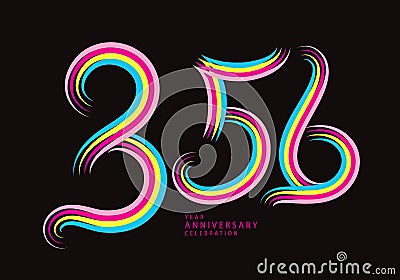 356 number design vector, graphic t shirt, 356 years anniversary celebration logotype colorful line,356th birthday logo, Banner Vector Illustration