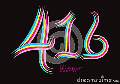 416 number design vector, graphic t shirt, 416 years anniversary celebration logotype colorful line,416th birthday logo, Banner Vector Illustration