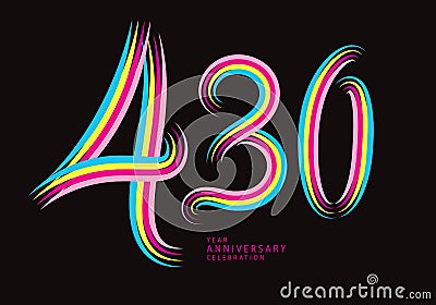 430 number design vector, graphic t shirt, 430 years anniversary celebration logotype colorful line,430th birthday logo, Banner Vector Illustration