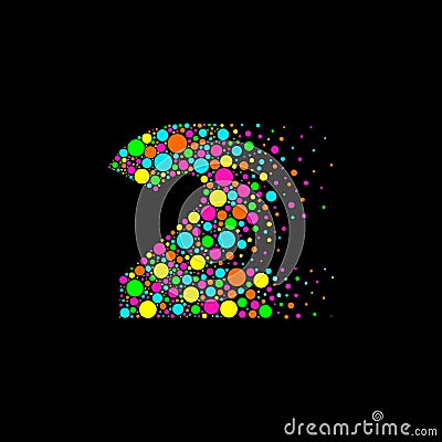 Number 2 in Dispersion Effect, Scattering Circles/Bubbles,Colorful vector Vector Illustration